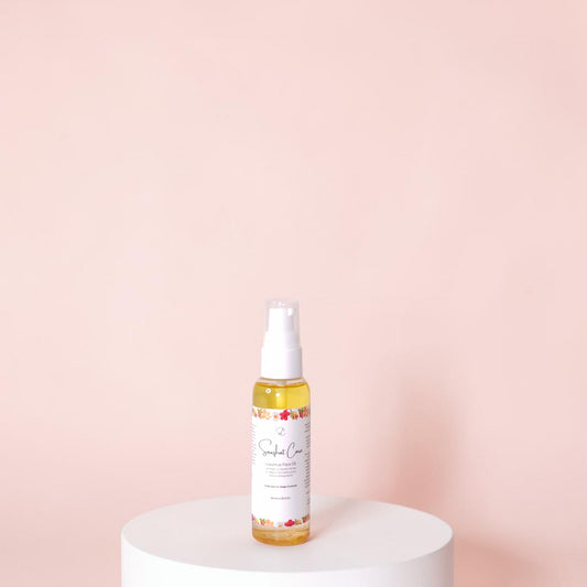 Luxury botanical face oil with rosehip oil, squalane, argan oil and jojoba oil for radiant hydrated skincare and self-care rituals by Snuzhat Care