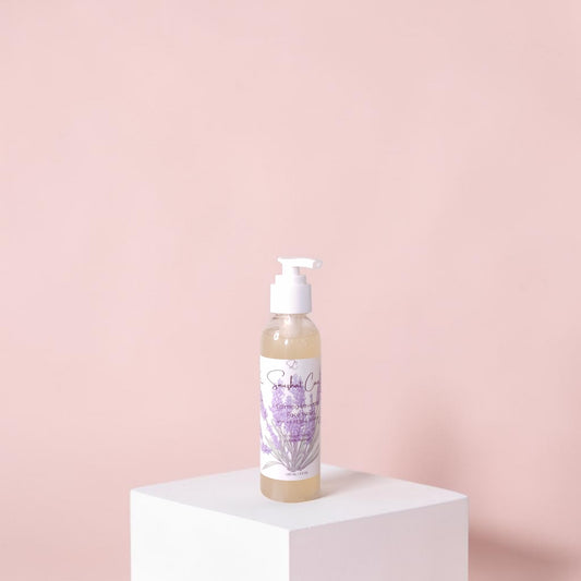 Gentle lavender face wash with niacinamide, aloe vera, witch hazel and lavender flower water for calming botanical skincare and daily cleansing rituals by Snuzhat Care