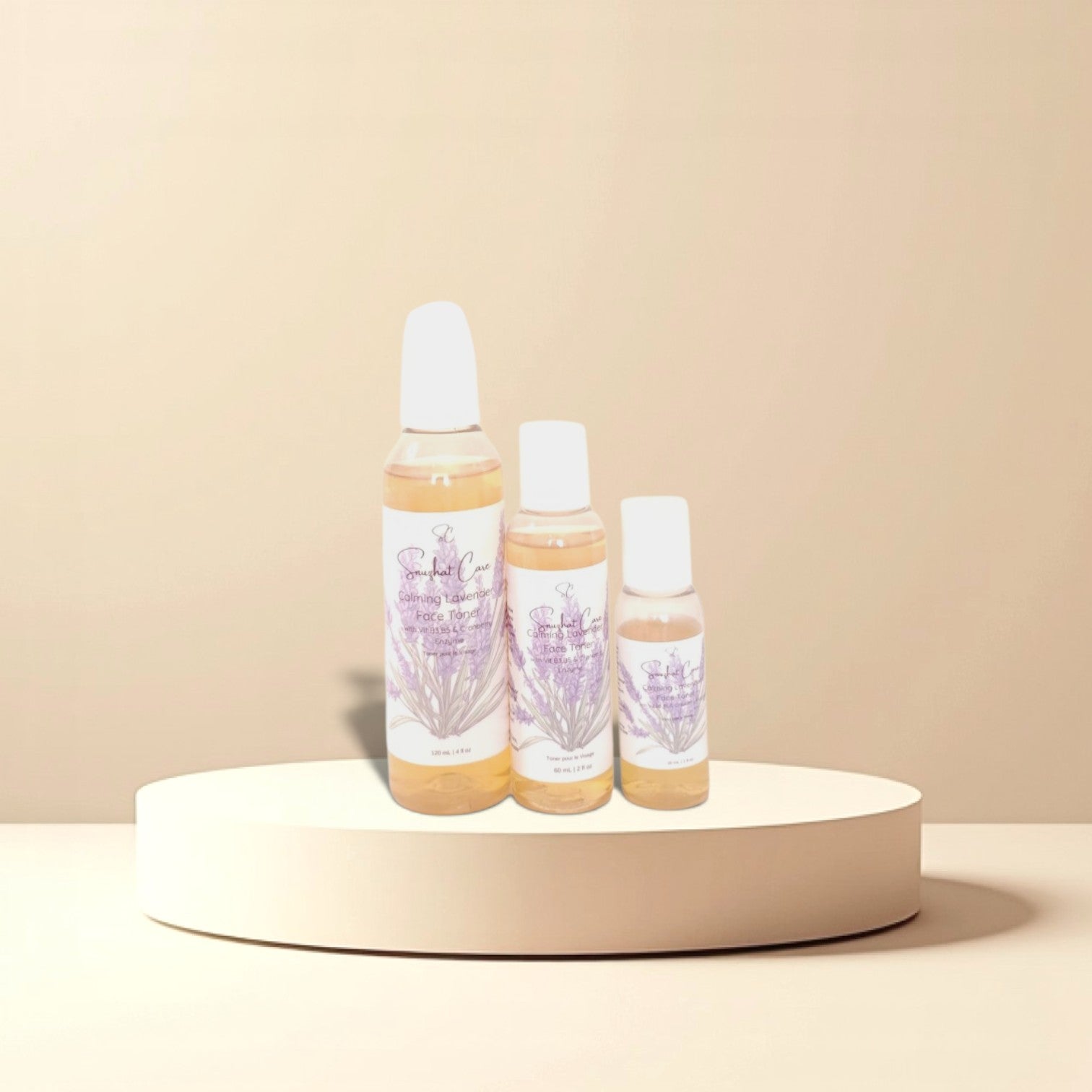 Hydrating lavender face toner with witch hazel, niacinamide, aloe vera and lavender flower water for calming botanical skincare rituals by Snuzhat Care