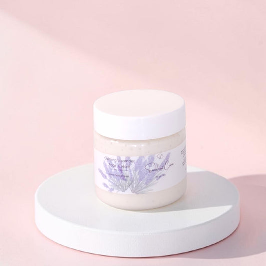 Lightweight lavender face cream with niacinamide, jojoba oil, aloe vera and oat peptides for calming botanical skincare and daily hydration by Snuzhat Care