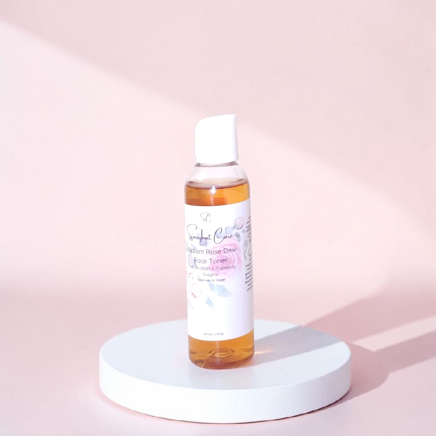 Hydrating rose face toner with rose hydrosol, niacinamide, aloe vera and witch hazel for botanical skincare and glowing self-care rituals by Snuzhat Care