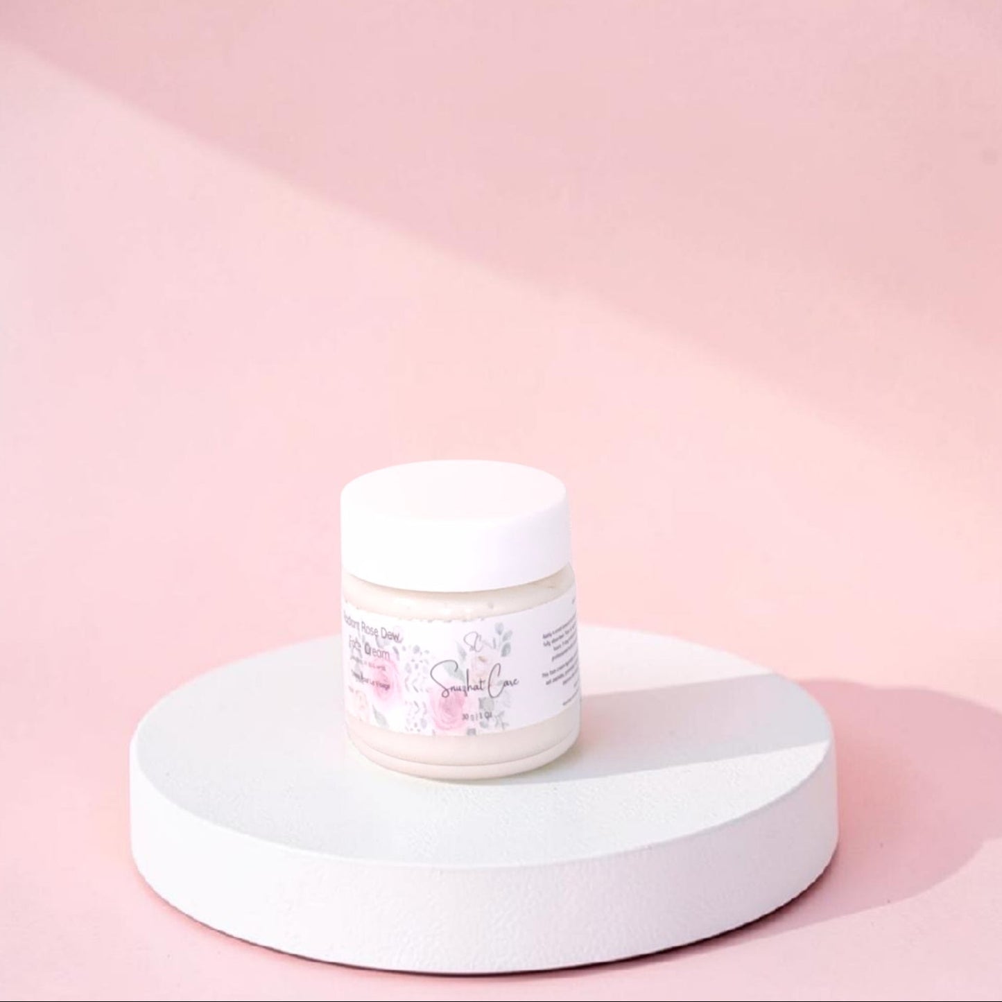 Lightweight rose face cream with niacinamide, rose hydrosol, jojoba oil and aloe vera for hydrating botanical skincare and daily self-care rituals by Snuzhat Care