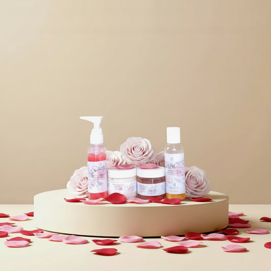Luxurious rose skincare face care set featuring Radiant Rose Dew face wash, facial toner mist, and moisturizing face cream in elegant botanical packaging, hydrating floral skincare collection with rose and niacinamide, premium self-care beauty products for glowing skin by [Snuzhat Care](https://www.snuzhatcare.ca?utm_source=chatgpt.com)