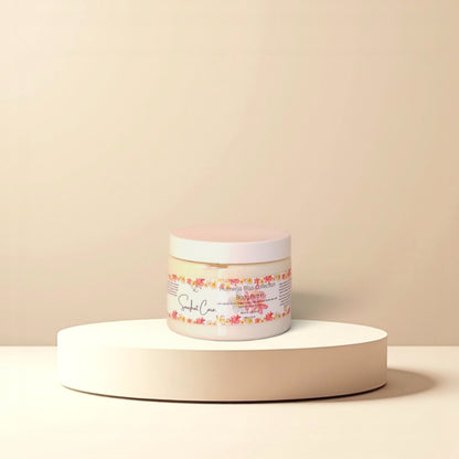Luxury plumeria body butter with shea butter, kokum butter, jojoba oil and botanical hydrosols for silky hydrated skin and tropical self-care rituals by Snuzhat Care