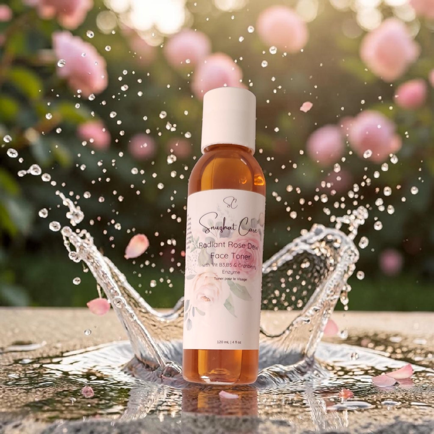 Luxurious rose skincare face care set featuring Radiant Rose Dew face wash, facial toner mist, and moisturizing face cream in elegant botanical packaging, hydrating floral skincare collection with rose and niacinamide, premium self-care beauty products for glowing skin by [Snuzhat Care](https://www.snuzhatcare.ca?utm_source=chatgpt.com)