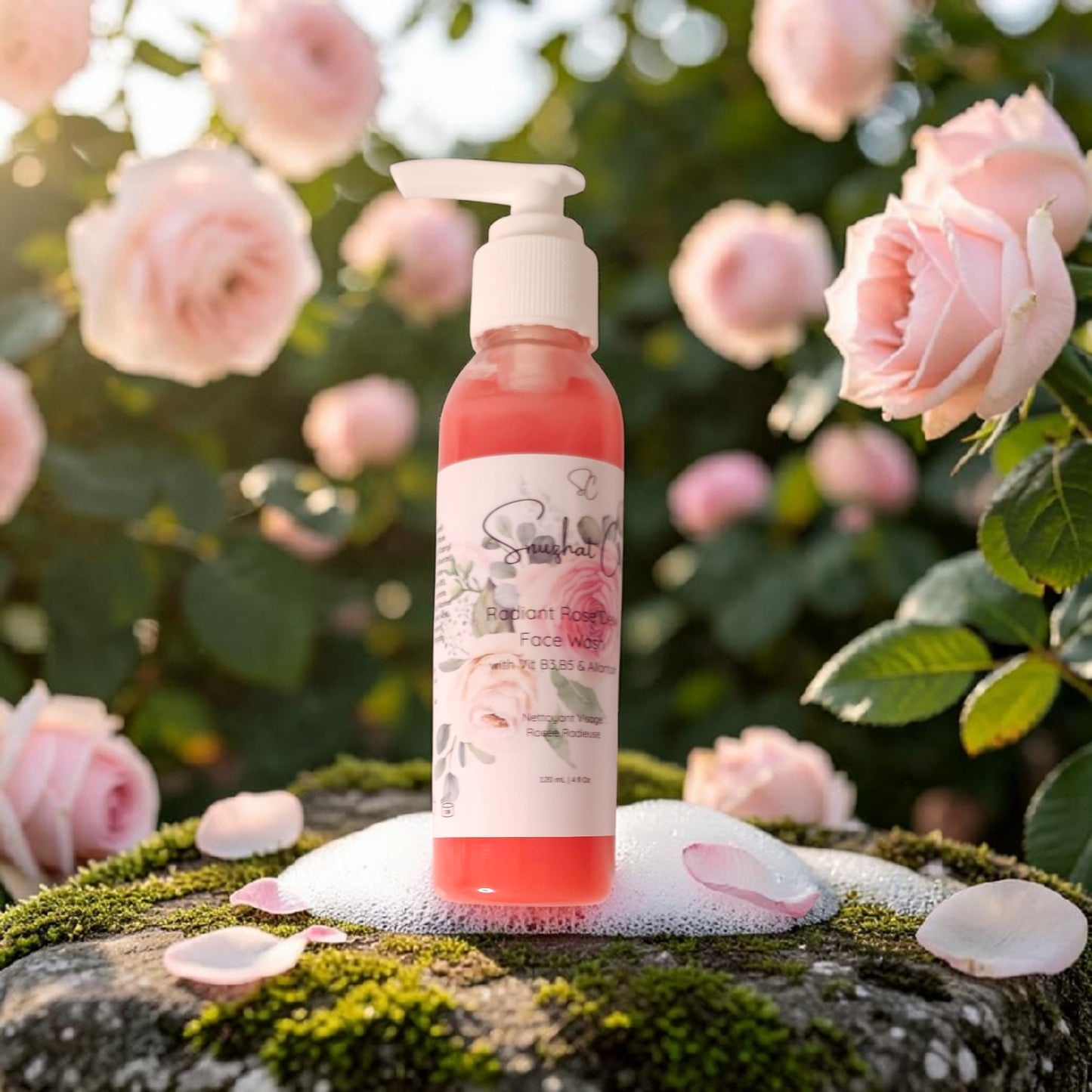 Luxurious rose skincare face care set featuring Radiant Rose Dew face wash, facial toner mist, and moisturizing face cream in elegant botanical packaging, hydrating floral skincare collection with rose and niacinamide, premium self-care beauty products for glowing skin by [Snuzhat Care](https://www.snuzhatcare.ca?utm_source=chatgpt.com)
