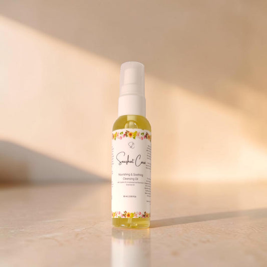 Luxury oil to milk face cleansing oil with avocado oil, grapeseed oil, jojoba oil and sunflower oil for gentle botanical skincare cleansing by Snuzhat Care