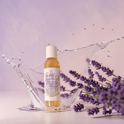 Hydrating lavender face toner with witch hazel, niacinamide, aloe vera and lavender flower water for calming botanical skincare rituals by Snuzhat Care