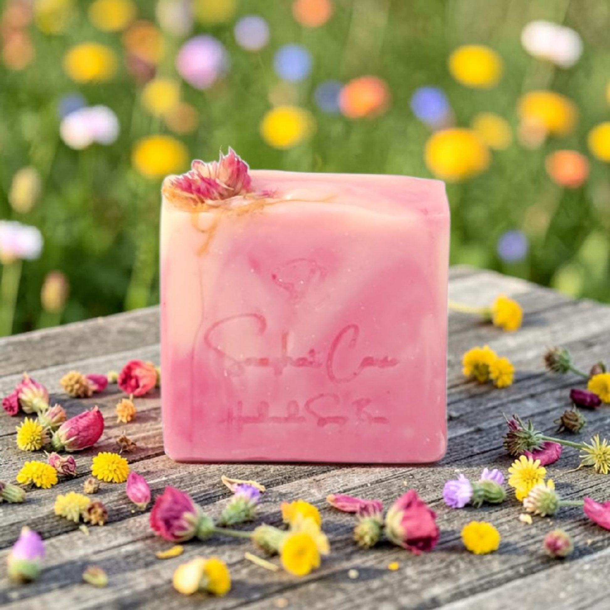Handmade butterfly bliss floral soap bar with shea butter, kaolin clay and botanical oils for luxurious botanical skincare and self-care rituals by Snuzhat Care