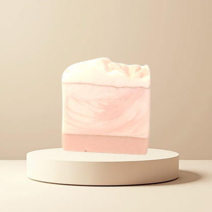 Handmade sakura cherry blossom soap bar with shea butter, kaolin clay and botanical oils for luxurious floral skincare and self-care rituals by Snuzhat Care