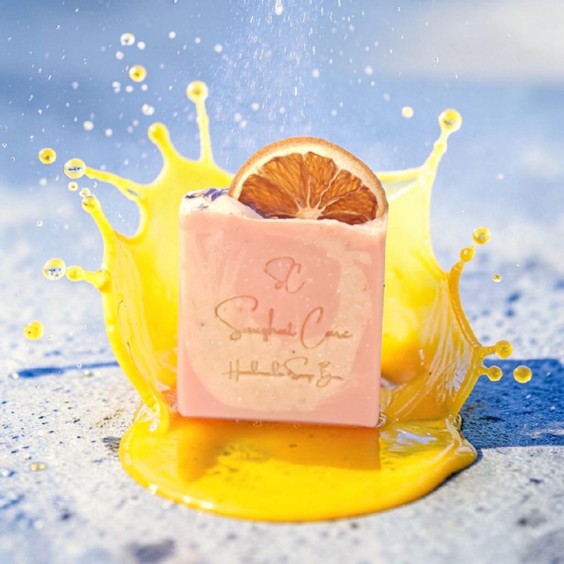 Handmade citrus soap bar with orange peel powder, shea butter, kaolin clay and botanical oils for refreshing skincare and self-care rituals by Snuzhat Care