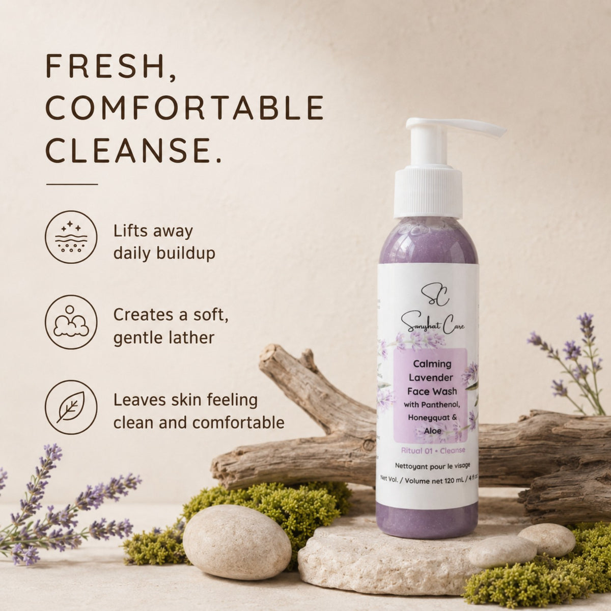 Calming Lavender Face Wash benefits for a fresh comfortable cleanse