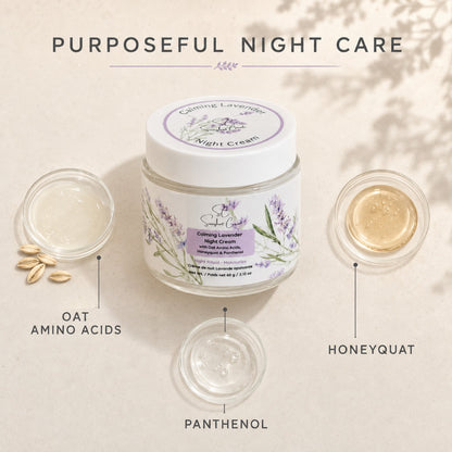 Calming Lavender Night Cream with oat amino acids, Honeyquat and panthenol
