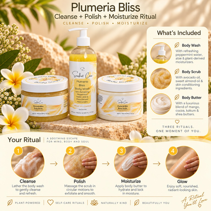 Plumeria Bliss Body Ritual Trio ritual steps