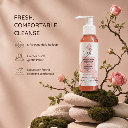 Radiant Rose Face Wash benefits: fresh comfortable cleanse and gentle lather