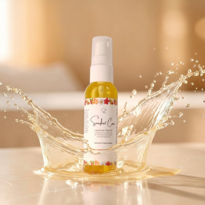 Luxury botanical face oil with rosehip oil, squalane, argan oil and jojoba oil for radiant hydrated skincare and self-care rituals by Snuzhat Care