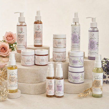 Snuzhat Care complete Radiant Rose, Calming Lavender, face oil and oil cleanser range